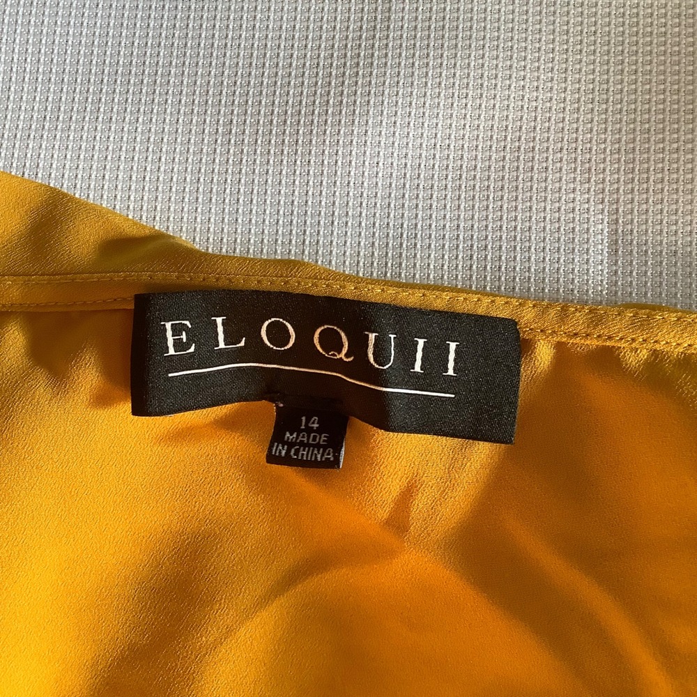 Eloquii Mustard Yellow Ruffle Lace Up High Low Maxi Dress Womens Size 14 Boho - Picture 15 of 16
